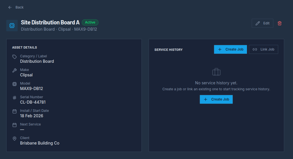 Asset detail with service history