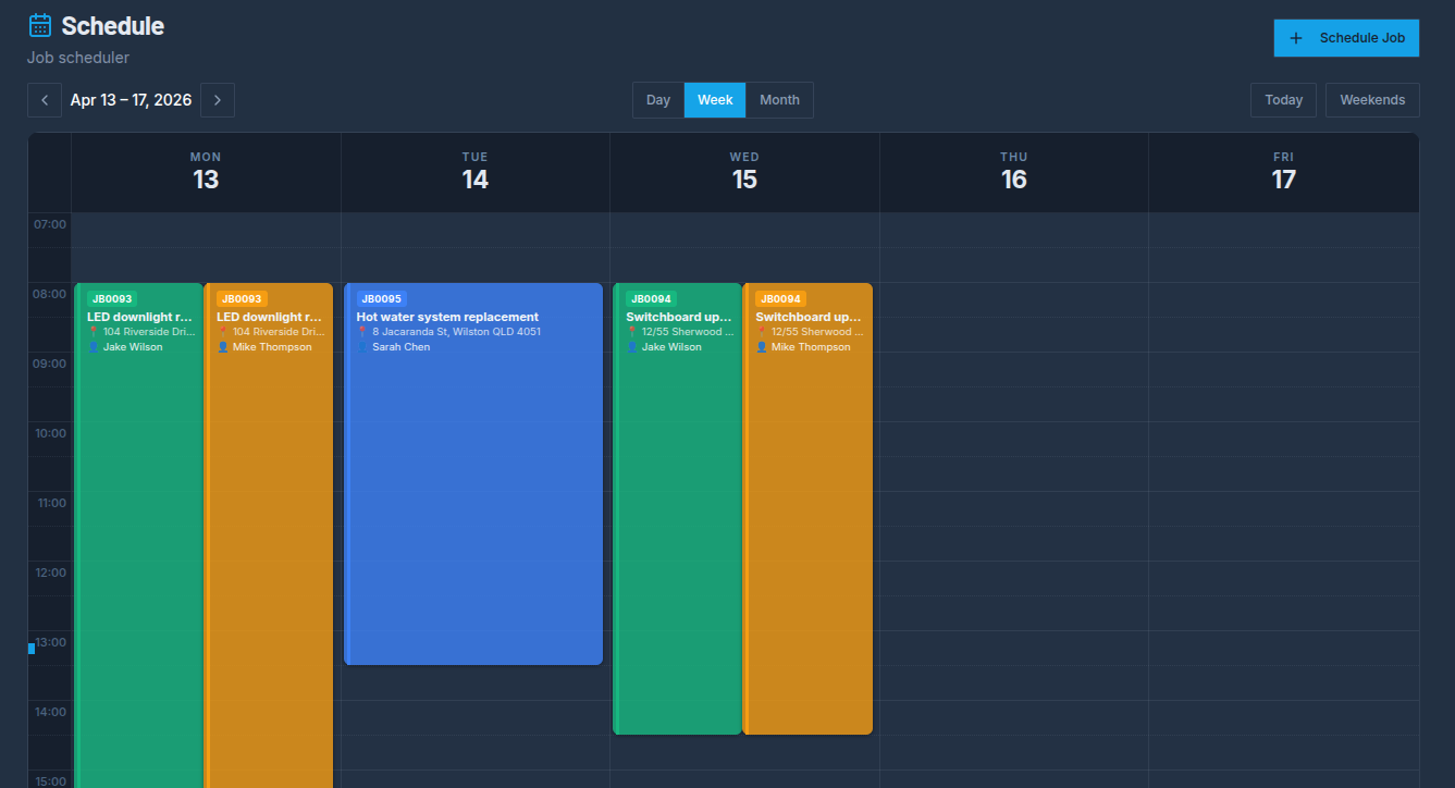 Job scheduler — dark mode