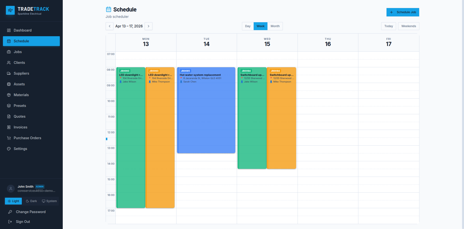 Job scheduler — light mode